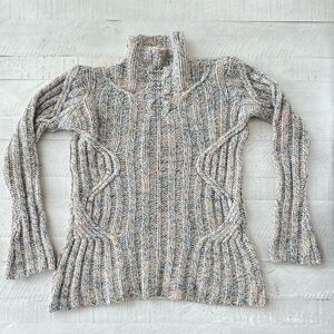 Sundance Fisherman Cable knit Wool Mohair Blend Mock Neck Sweater Size XS
